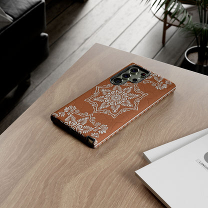Talavera Terracotta Phone Case | Mexican Floral Pattern iPhone & Samsung Tough Case | Boho Clay Aesthetic Cover