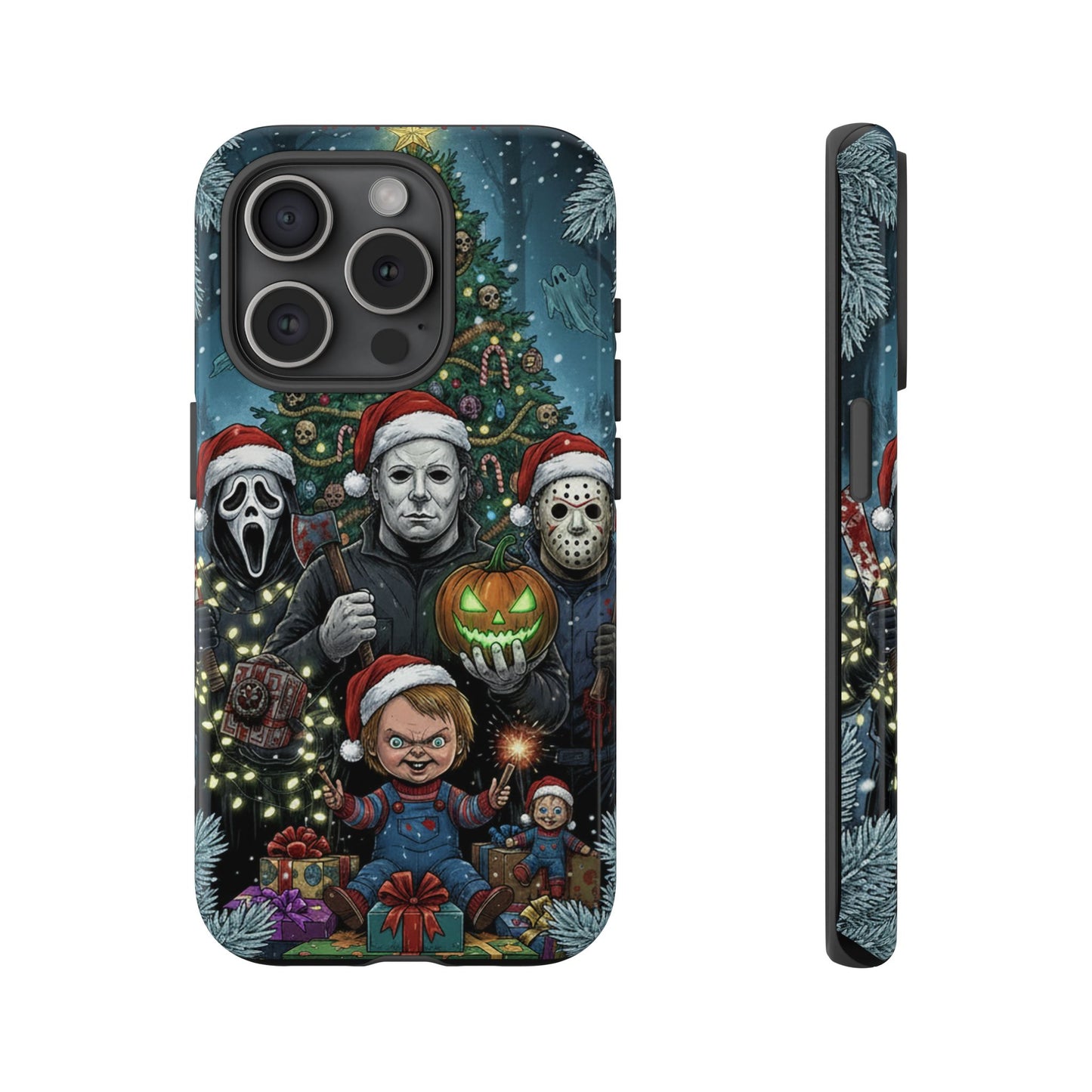 Christmas Horror Phone Case – Festive Slasher Collage Tough Case (iPhone, Samsung, Pixel)