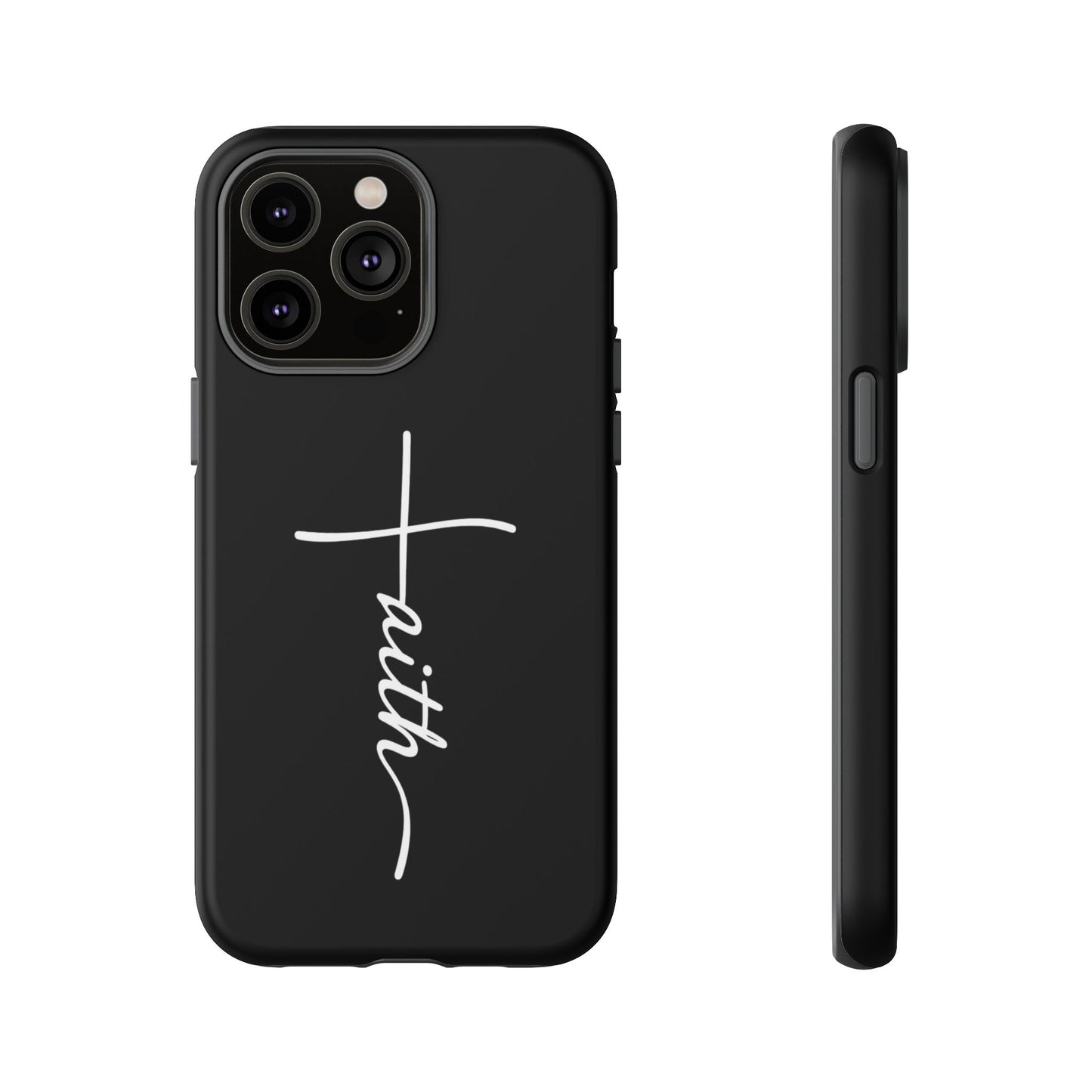 Faith Cross Phone Case, Christian Aesthetic Minimalist Black Matte Case, Religious Gift iPhone Samsung Cover