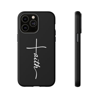 Faith Cross Phone Case, Christian Aesthetic Minimalist Black Matte Case, Religious Gift iPhone Samsung Cover