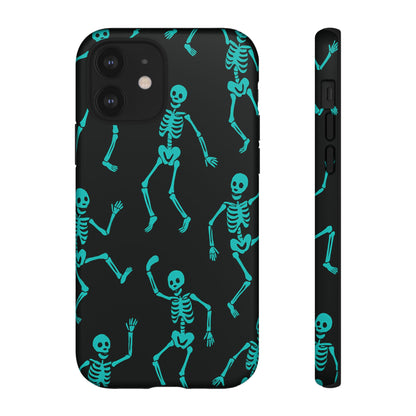 Dancing Teal Skeletons Phone Case | Tough Protective Case for Iphone, Samsung Galaxy and Pixel