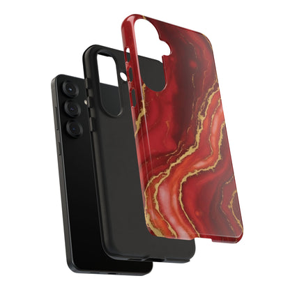 Red Agate Marble Phone Case – Gold Vein Luxury Stone Tough Case (iPhone, Samsung, Pixel)