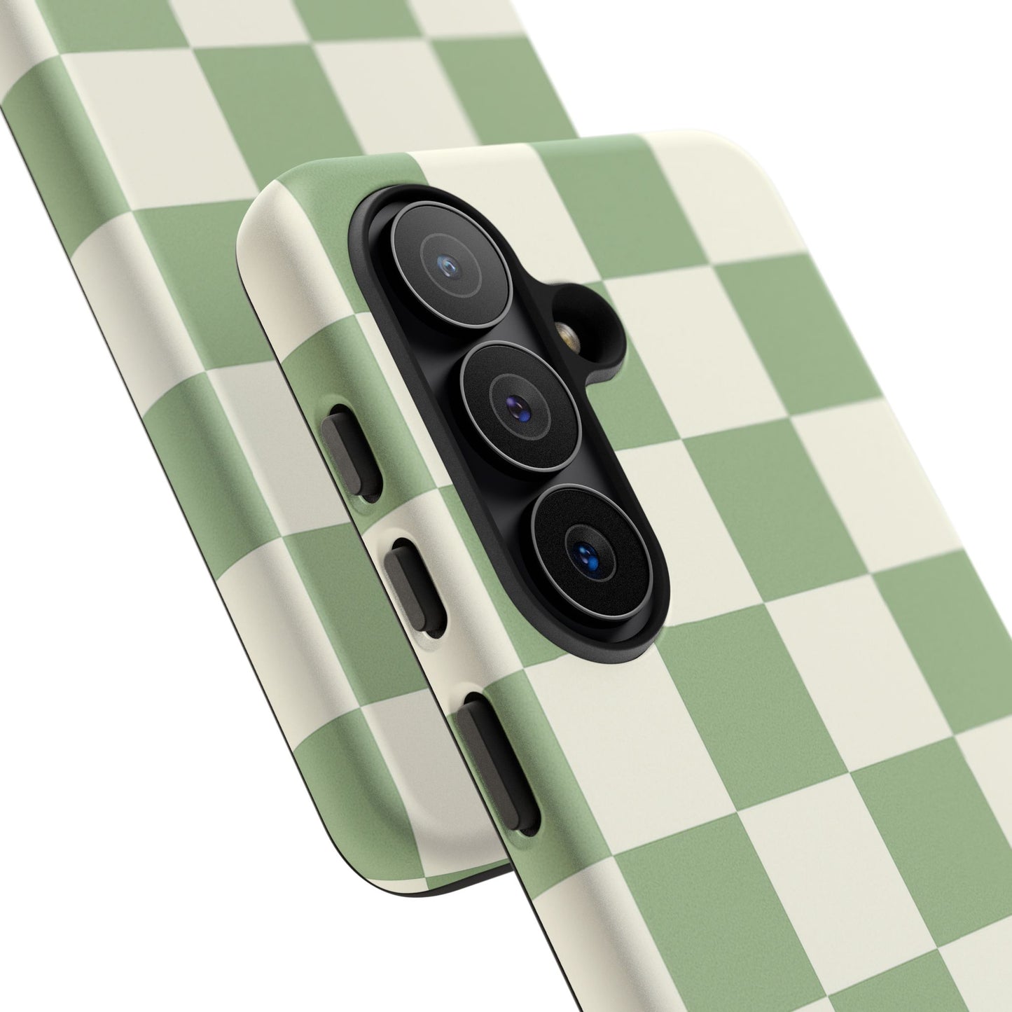 Sage Green Checkerboard Phone Case | Minimal Aesthetic Checkered iPhone & Samsung Tough Case