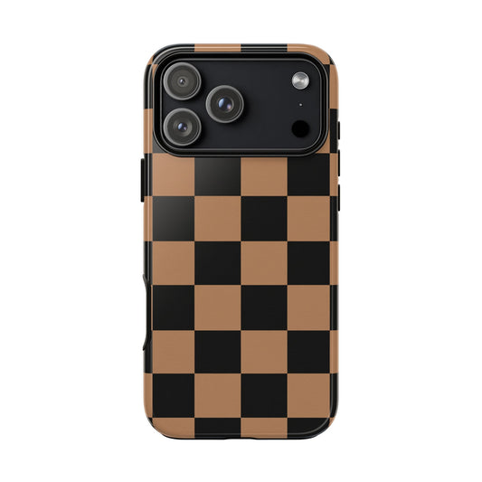 Brown Checkerboard Phone Case | Aesthetic Tough Protective Case