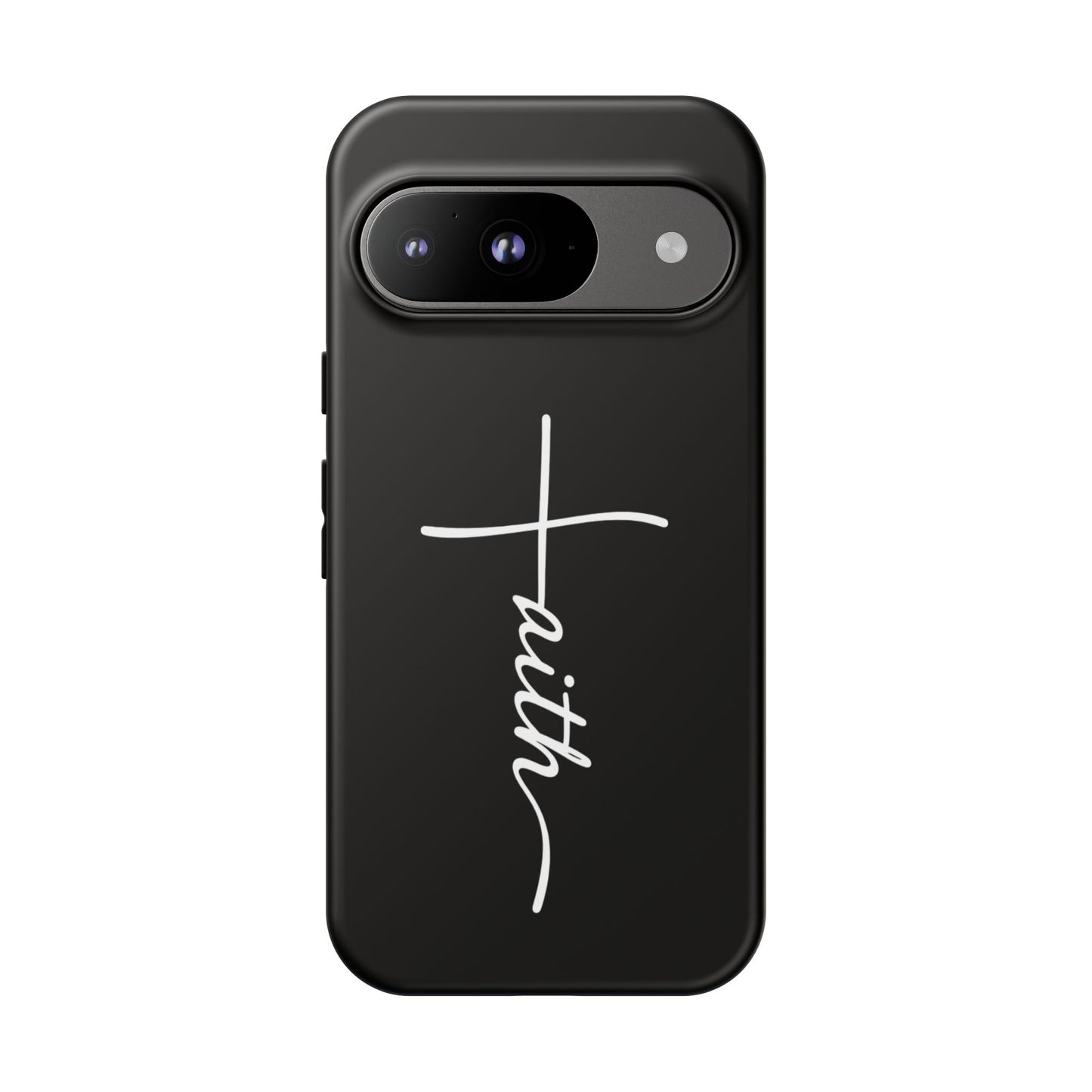 Faith Cross Phone Case, Christian Aesthetic Minimalist Black Matte Case, Religious Gift iPhone Samsung Cover