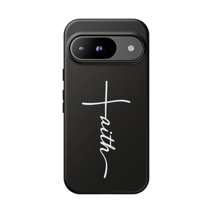 Faith Cross Phone Case, Christian Aesthetic Minimalist Black Matte Case, Religious Gift iPhone Samsung Cover
