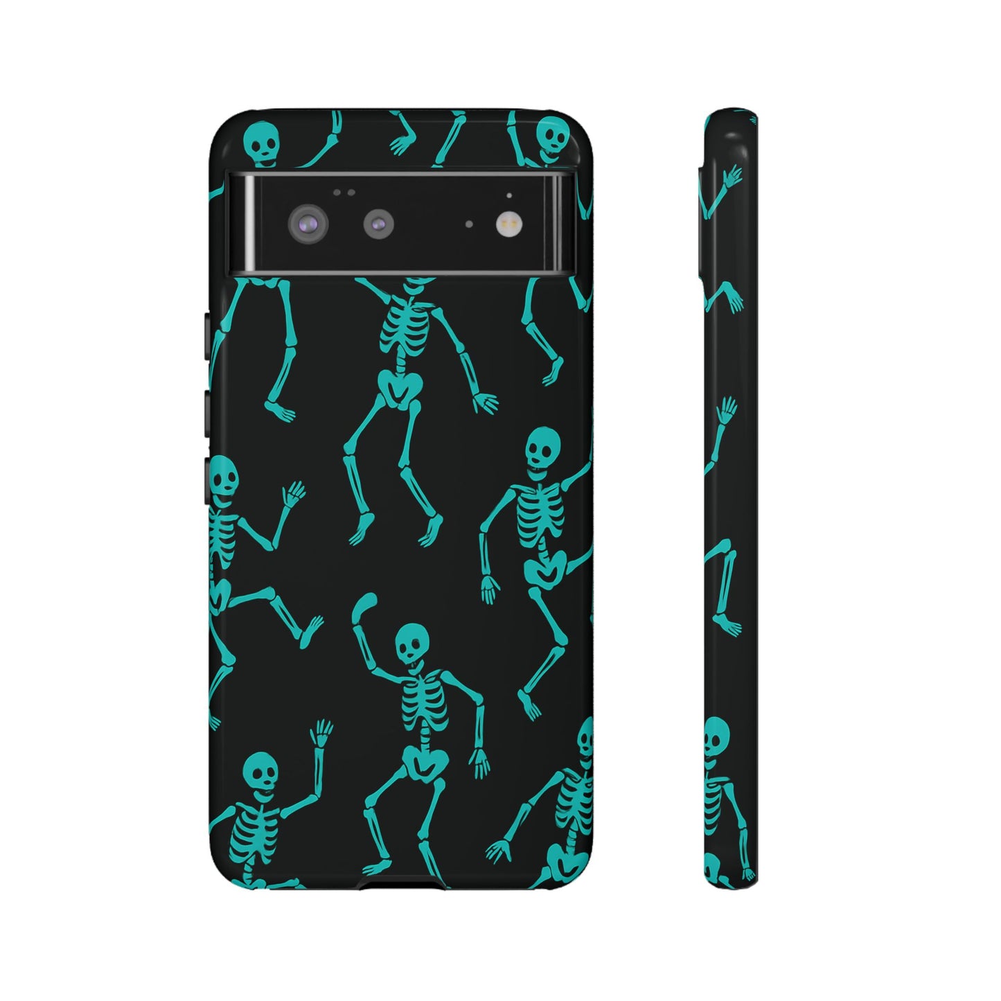 Dancing Teal Skeletons Phone Case | Tough Protective Case for Iphone, Samsung Galaxy and Pixel