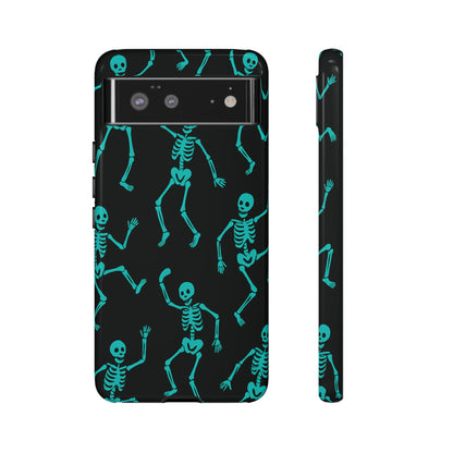 Dancing Teal Skeletons Phone Case | Tough Protective Case for Iphone, Samsung Galaxy and Pixel