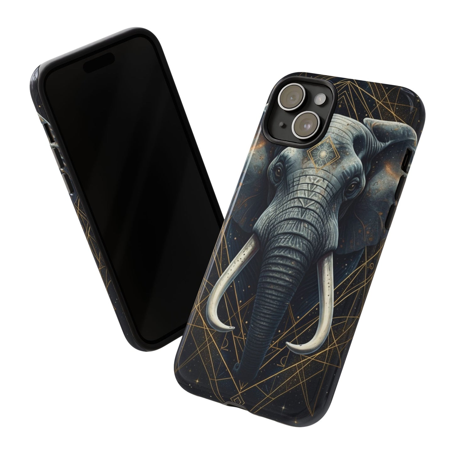 Elephant Mandala Phone Case – Black and Gold Spiritual Elephant Tough Protective Case