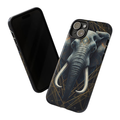Elephant Mandala Phone Case – Black and Gold Spiritual Elephant Tough Protective Case