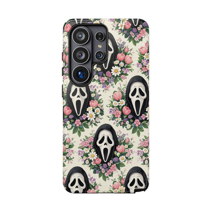 Floral Ghost Face Aesthetic Phone Case – Cute Spooky Tough Cover