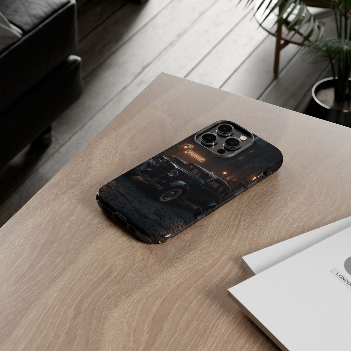 Vintage Classic Car Phone Case | Retro Noir Aesthetic | 1930s Street Scene Tough Case for iPhone & Samsung