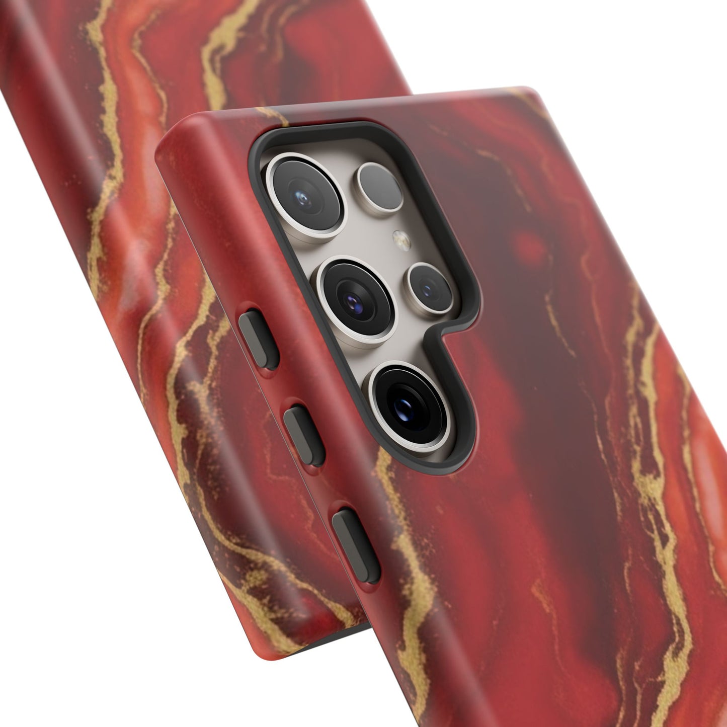 Red Agate Marble Phone Case – Gold Vein Luxury Stone Tough Case (iPhone, Samsung, Pixel)