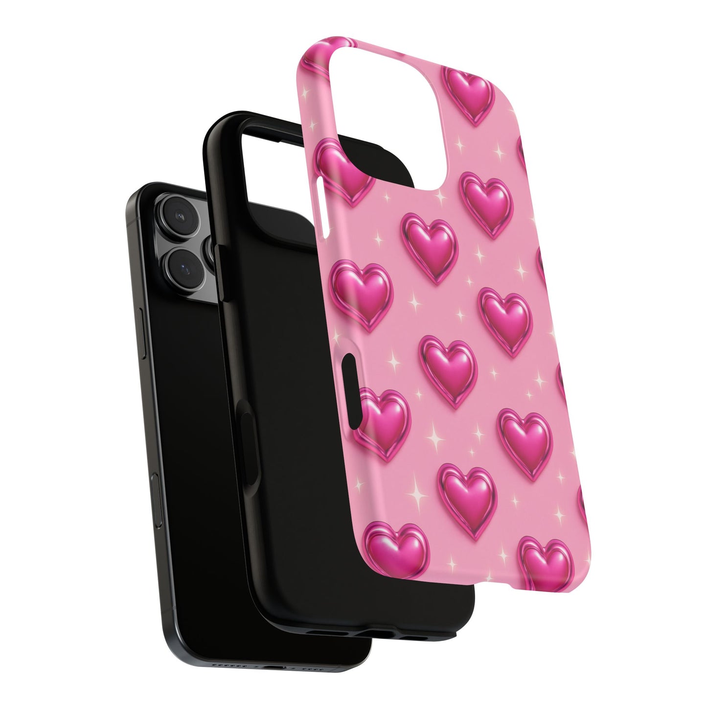 Pink Heart Pattern Phone Case | Tough Protective Case for Iphone, Samsung Galaxy and Pixel