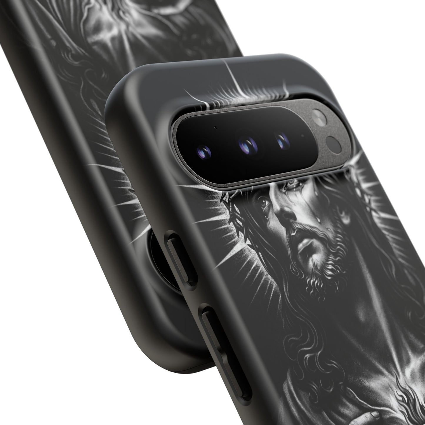 Jesus Sacred Heart Phone Case Black White Christian Faith Aesthetic