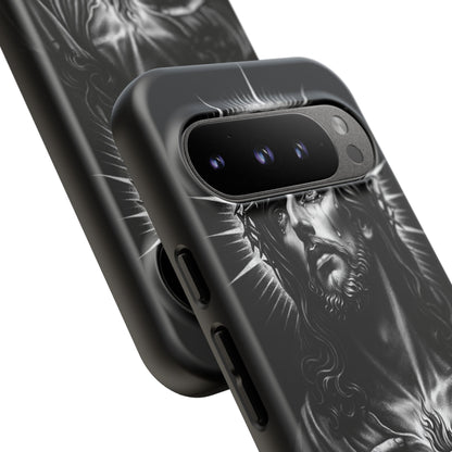 Jesus Sacred Heart Phone Case Black White Christian Faith Aesthetic