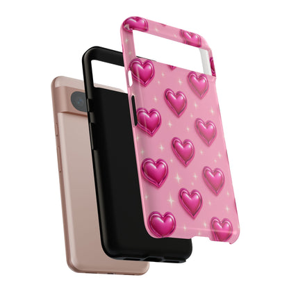 Pink Heart Pattern Phone Case | Tough Protective Case for Iphone, Samsung Galaxy and Pixel