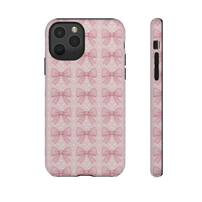 Pink Bow Pattern Phone Case – Soft Coquette Aesthetic Tough Case