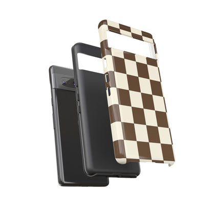 Mocha Checkerboard Phone Case | Neutral Aesthetic Tough Case