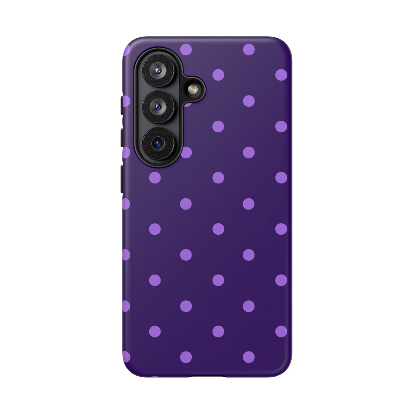 Purple Polka Dot Tough Phone Case – Cute Stylish Durable Protective Cover for Iphone, Samsung Galaxy and Pixel
