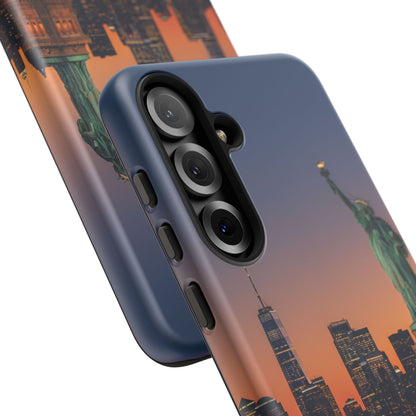 Statue of Liberty Sunset Phone Case – New York City Skyline Travel Aesthetic Tough Case