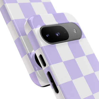 Lavender Checkerboard Phone Case | Pastel Aesthetic Checkered iPhone & Samsung Tough Case