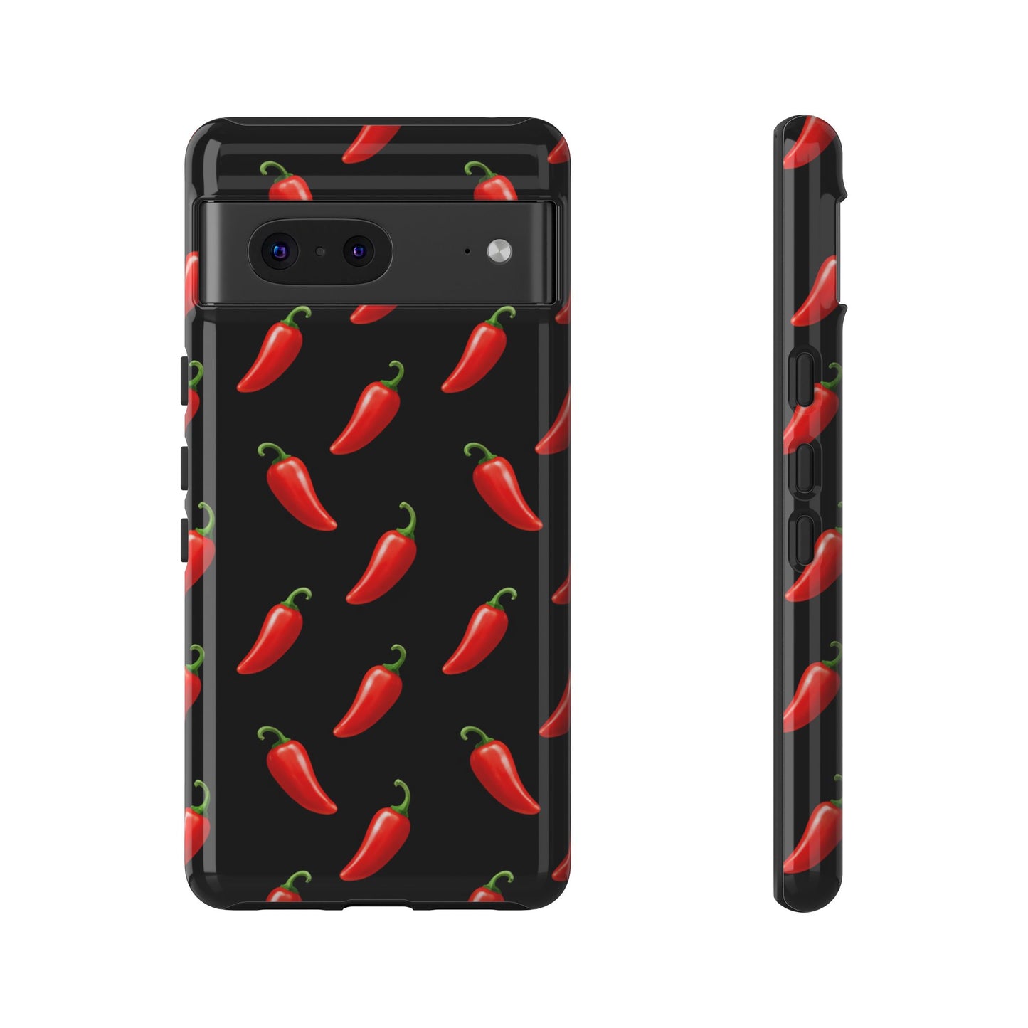 Spicy Chili Pepper Phone Case – Black Cute Hot Pepper Tough Cover for Iphone, Samsung Galaxy and Pixel