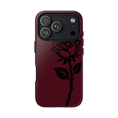 Black Rose Burgundy iPhone Case | Dark Aesthetic Shockproof Protective Cover