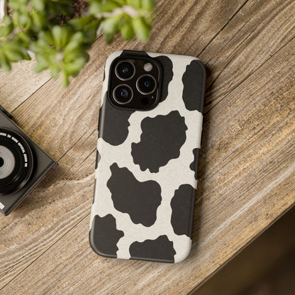 Black & White Cow Print Phone Case | Western Aesthetic iPhone & Samsung Tough Case