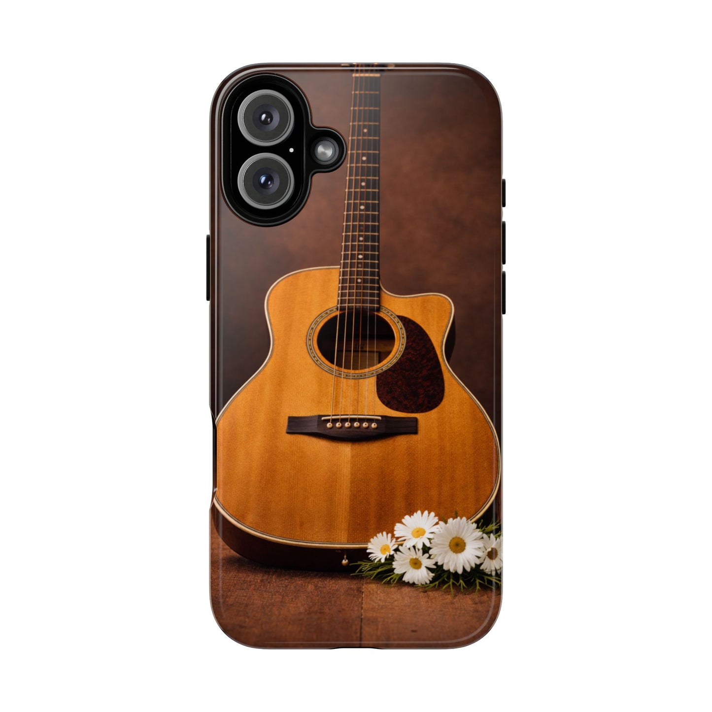 Acoustic Guitar Daisy Phone Case | Rustic Music Lover Tough Cover