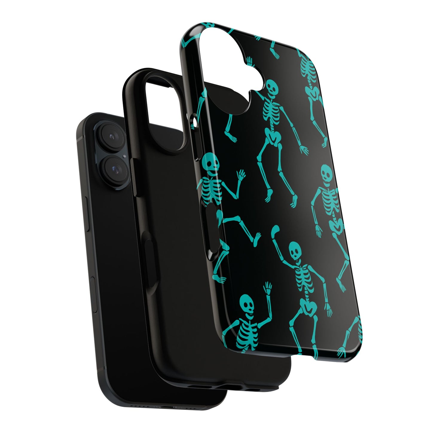 Dancing Teal Skeletons Phone Case | Tough Protective Case for Iphone, Samsung Galaxy and Pixel