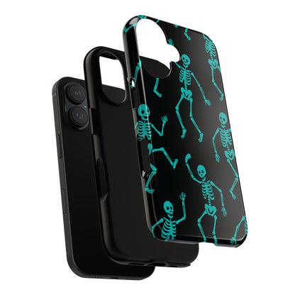 Dancing Teal Skeletons Phone Case | Tough Protective Case for Iphone, Samsung Galaxy and Pixel
