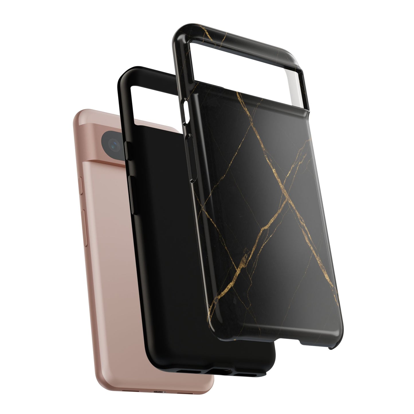 Black Marble Phone Case with Gold Veins – Luxury Minimal Aesthetic Tough Case