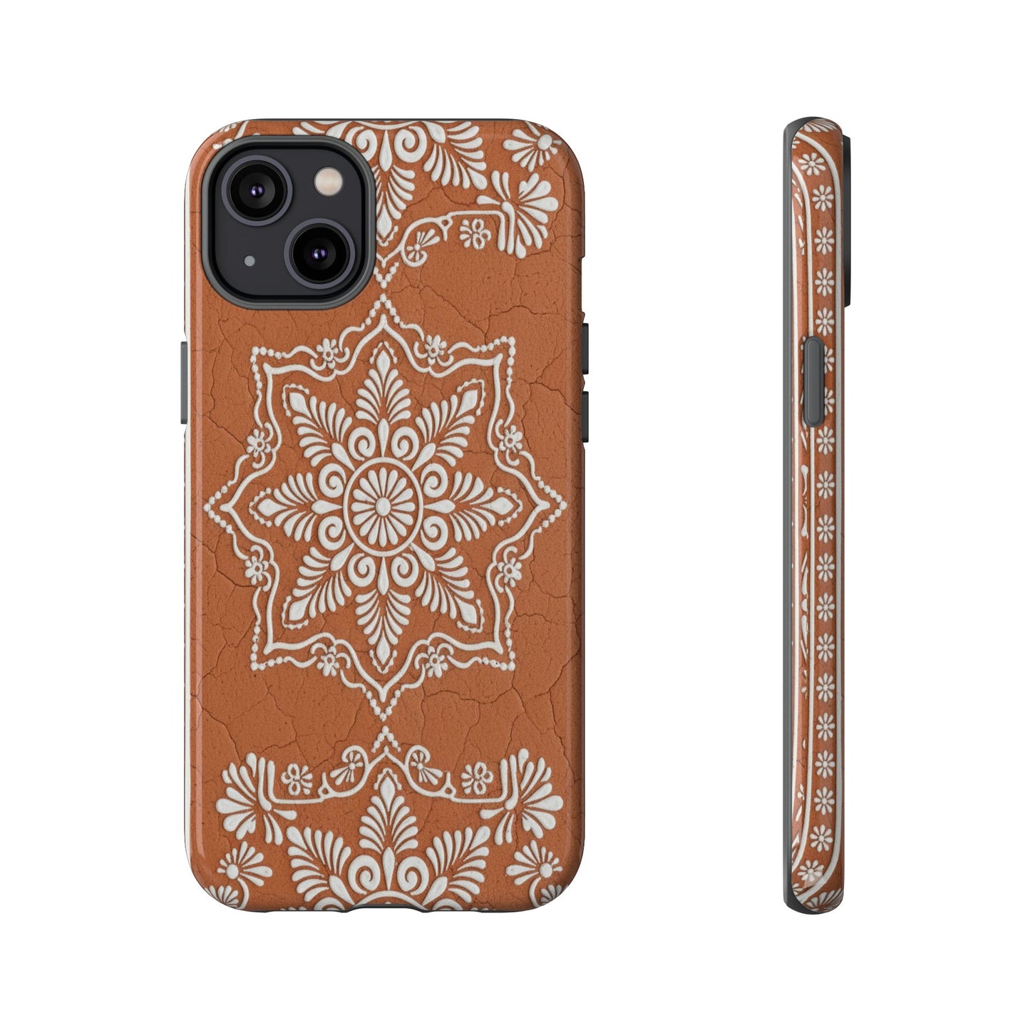 Talavera Terracotta Phone Case | Mexican Floral Pattern iPhone & Samsung Tough Case | Boho Clay Aesthetic Cover