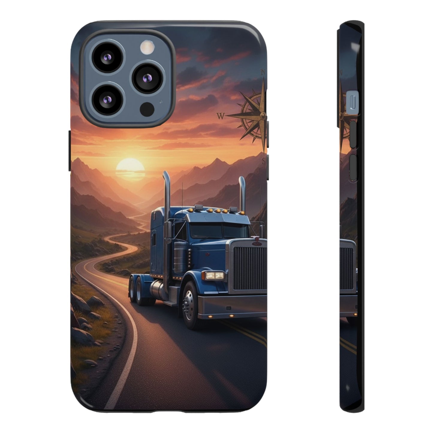 Semi Truck Sunset Phone Case | Trucker Gift | Diesel Truck Highway Road iPhone & Samsung Tough Protective Case