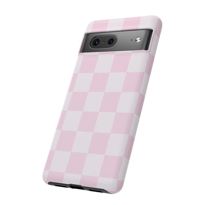 Light Pink Checkerboard Phone Case | Pastel Aesthetic Checkered iPhone & Samsung Tough Case