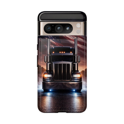Semi Truck Phone Case American Flag Big Rig Trucker Gift iPhone Samsung