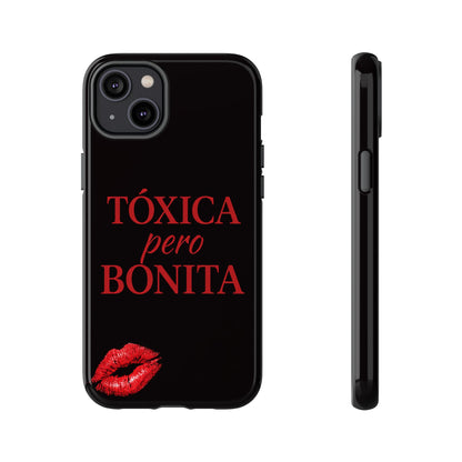 Toxica Pero Bonita Phone Case, Latina Quote Case, Red Lips Aesthetic, Spanish Saying Case, Trendy Tough Cover