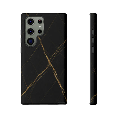 Black Marble Phone Case with Gold Veins – Luxury Minimal Aesthetic Tough Case