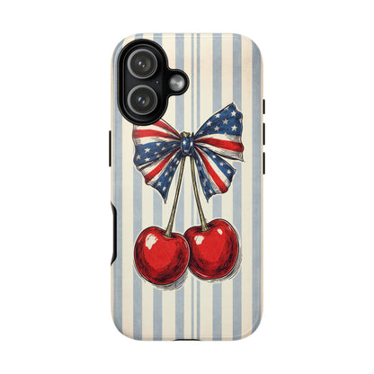 Patriotic Cherry Phone Case Americana Coquette Aesthetic iPhone Samsung