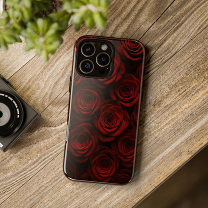 Dark Red Rose Phone Case – Gothic Floral Tough Case (iPhone, Samsung, Pixel)