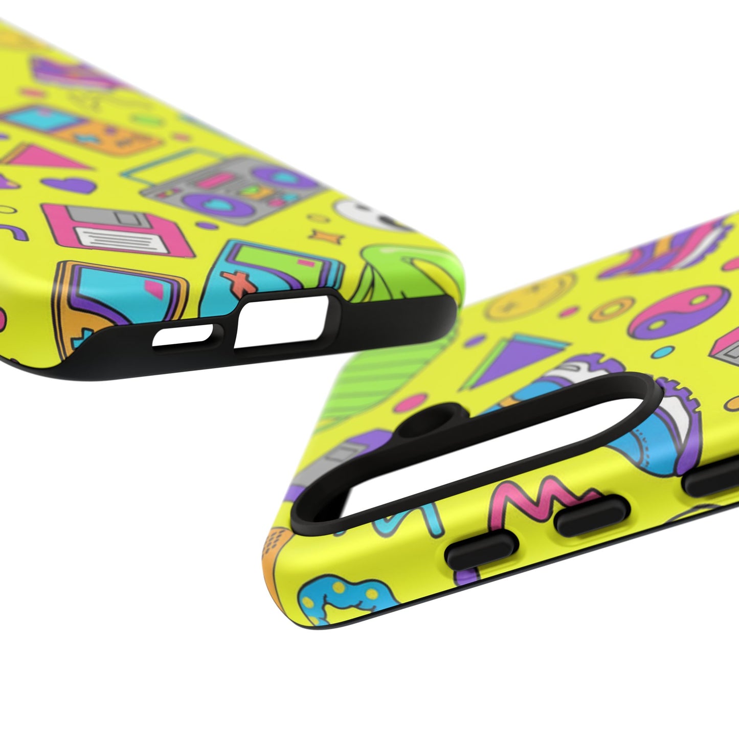 90s Retro Neon Phone Case – Y2K Nostalgia Colorful Icons Tough Protective Case