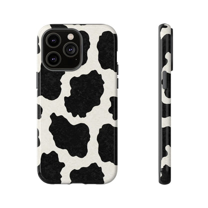 Black & White Cow Print Phone Case | Aesthetic Tough Protective Case