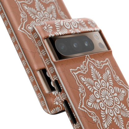 Talavera Terracotta Phone Case | Mexican Floral Pattern iPhone & Samsung Tough Case | Boho Clay Aesthetic Cover