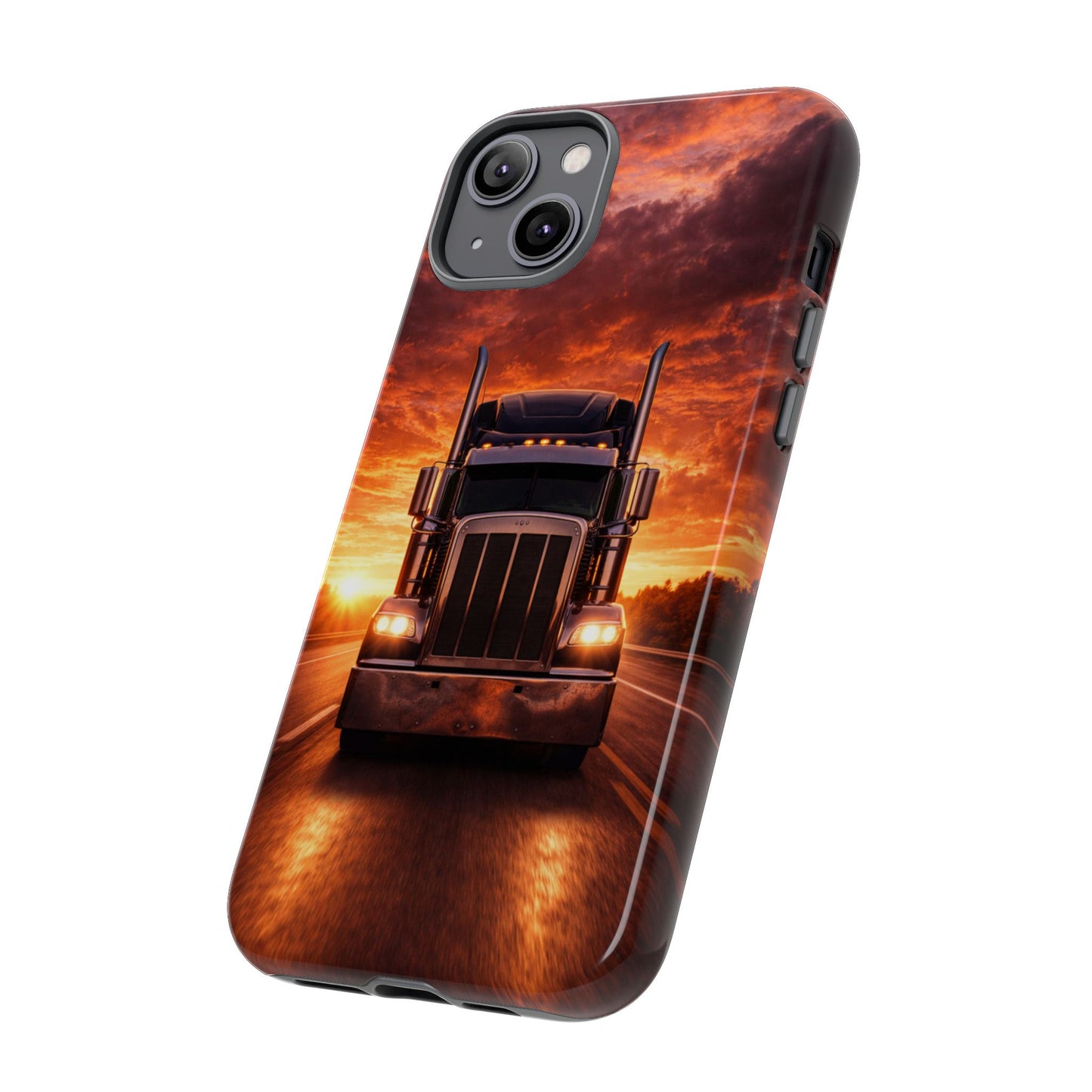 Big Rig Truck Phone Case Sunset Highway Semi Truck iPhone Samsung Cover