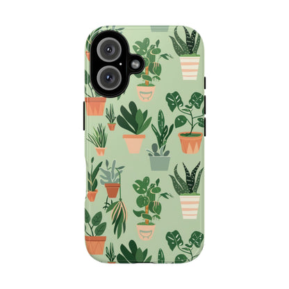 Plant Lover Phone Case | Cute Potted Plants Pattern | Botanical Aesthetic Tough Case