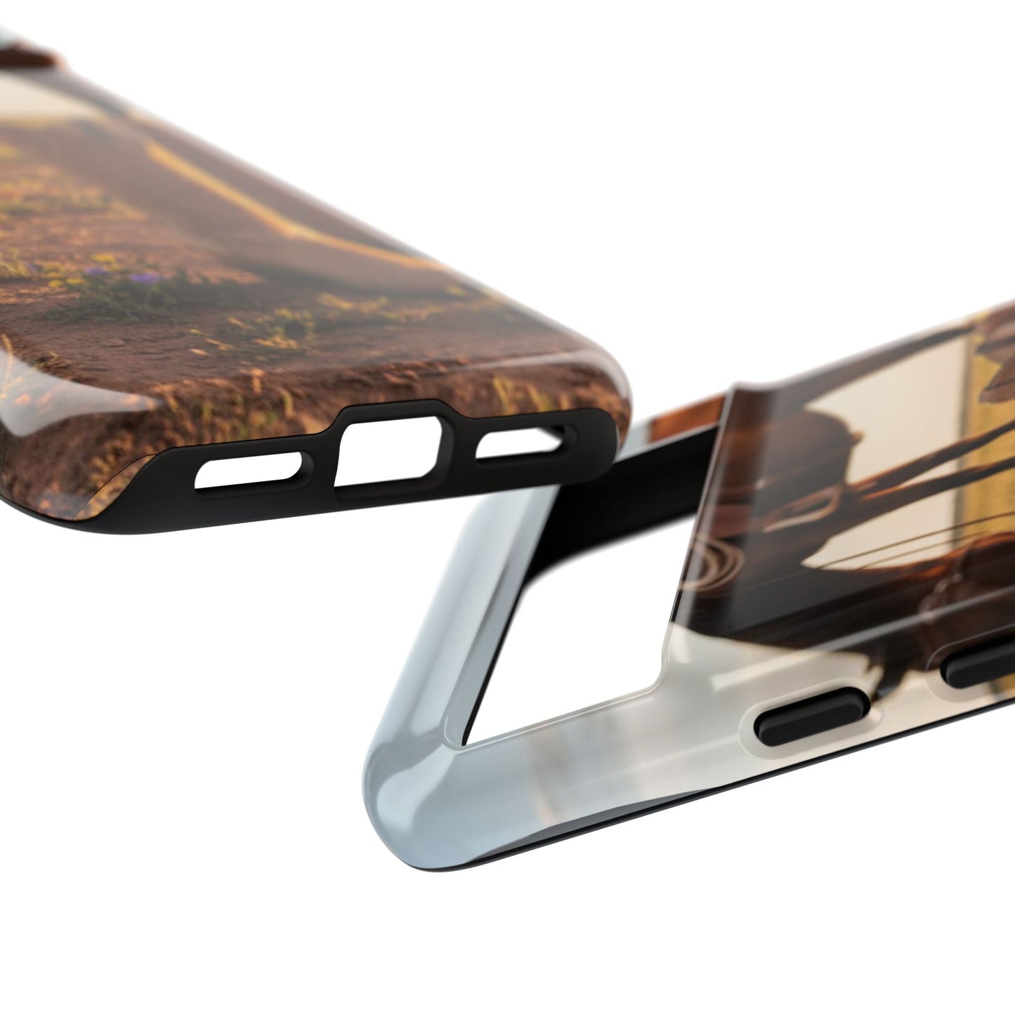 Western Cowboy Boots Phone Case – Rustic Horse Sunset Tough Case (iPhone, Samsung, Pixel)