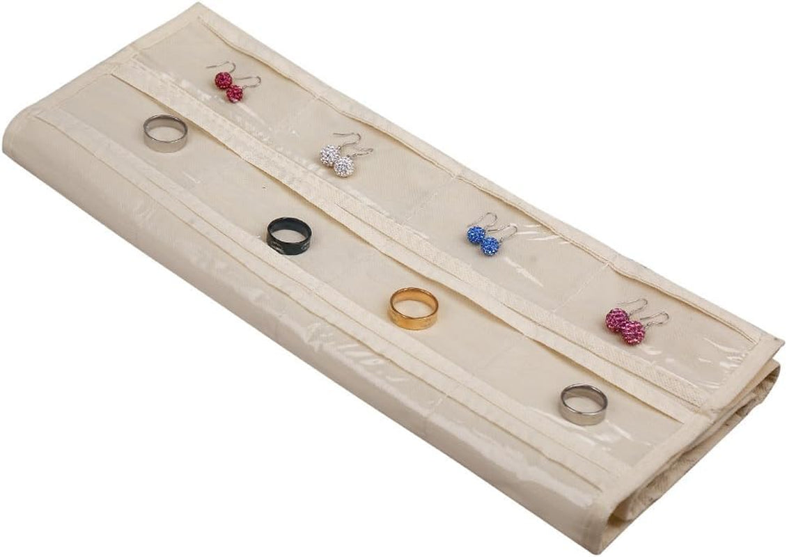 Hanging Jewelry Organizer,Accessories Organizer,80 Pocket Organizer for Holding Jewelries（Beige）