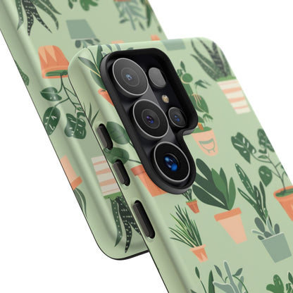 Plant Lover Phone Case | Cute Potted Plants Pattern | Botanical Aesthetic Tough Case