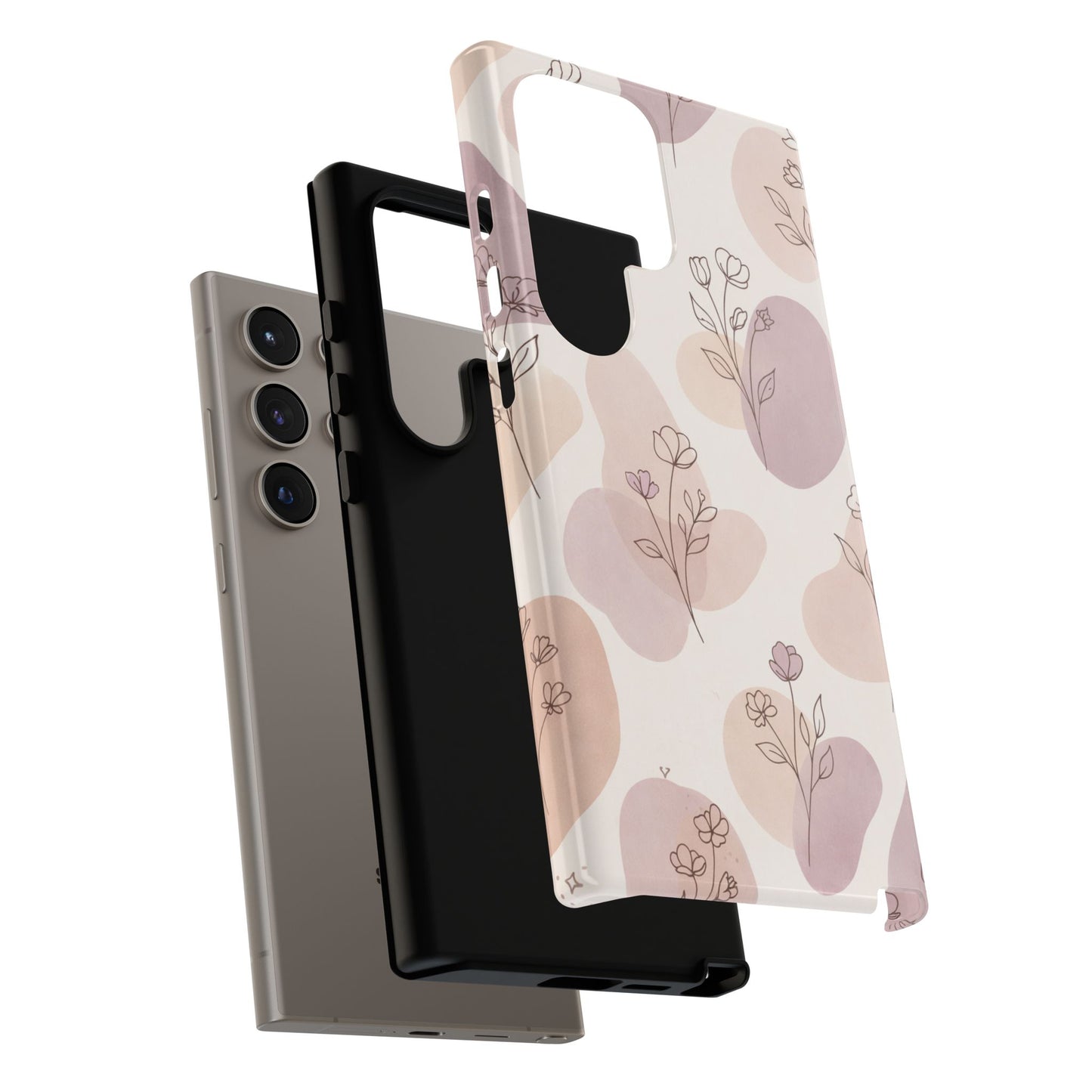 Blush Floral Phone Case Neutral Botanical Watercolor Tough Cover